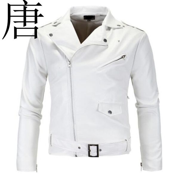 tang cool 2021 new fashionable men's white locomotive trim with lapel cut and zippered pu leather jacket sefr, Black
tang cool 2021 new fashionable men's white locomotive trim with lapel cut and zippered pu leather jacket sefr, Black
