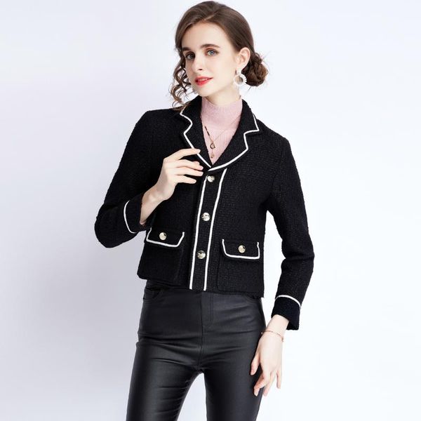 women's jackets 2021 women office ol black tweed single-breasted jacket coat female notched collar long sleeve woolen outwear, Black;brown
women's jackets 2021 women office ol black tweed single-breasted jacket coat female notched collar long sleeve woolen outwear, Black;brown