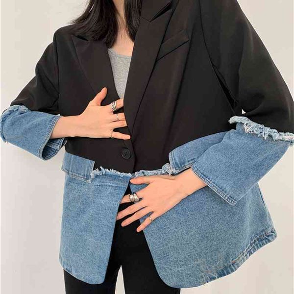women's jackets patchwork denim jacket women blazer coat blue splice black spring autumn fringe fashion streetwear e7tg, Black;brown
women's jackets patchwork denim jacket women blazer coat blue splice black spring autumn fringe fashion streetwear e7tg, Black;brown