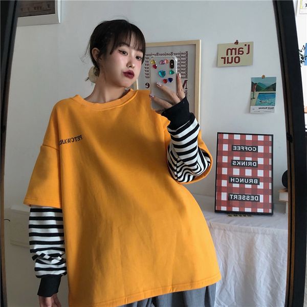 2021 new harajuku style striped stitching loose drop shoulder long sleeve autumn fashion sweatshirt women ecm0, Black
2021 new harajuku style striped stitching loose drop shoulder long sleeve autumn fashion sweatshirt women ecm0, Black