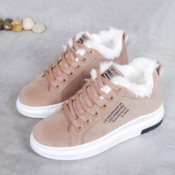 boots women winter warm snow faux suede ankle for female shoes plush woman, Black