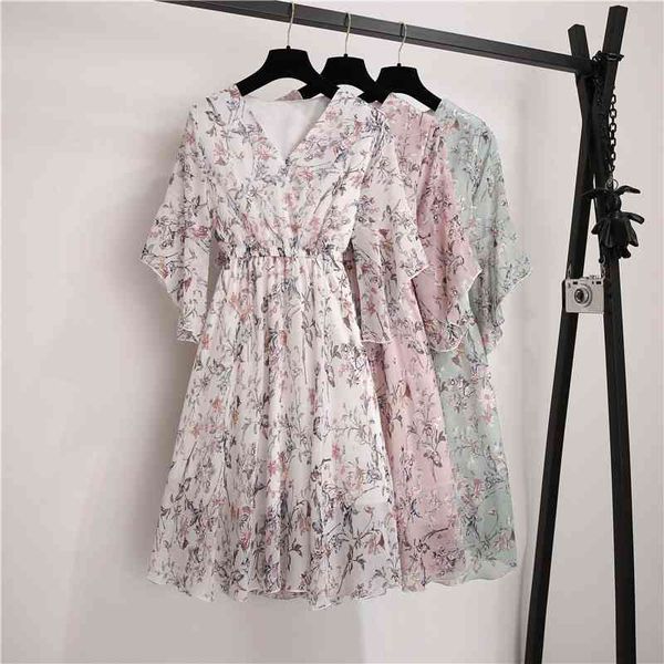 two piece dress new spring summer chiffon women v-neck ruffle sleeve floral print es sweet slim elastic waist mid-length ladies 77, White
two piece dress new spring summer chiffon women v-neck ruffle sleeve floral print es sweet slim elastic waist mid-length ladies 77, White