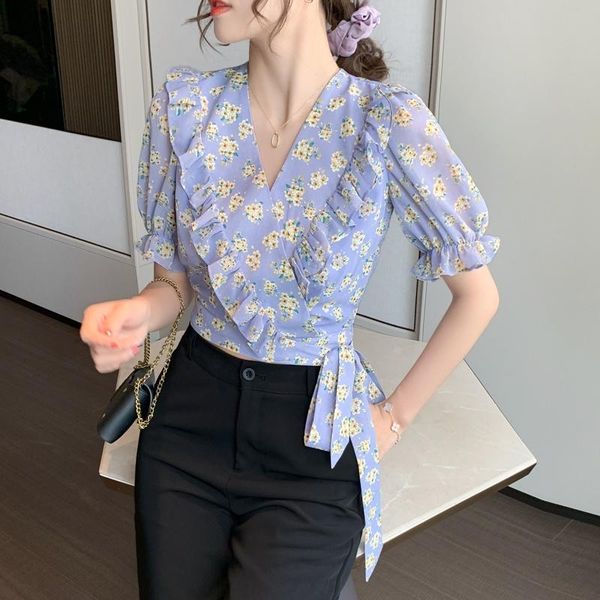 women's blouses & shirts women shirt floral chiffon blouse female summer v-neck short sleeve blusa, White
women's blouses & shirts women shirt floral chiffon blouse female summer v-neck short sleeve blusa, White