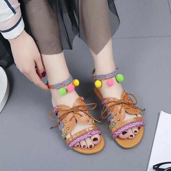 rome plus size 35-42 ethnic bohemian summer woman pompon sandals gladiator roman strappy embroidered shoes women flat sandals, Black
rome plus size 35-42 ethnic bohemian summer woman pompon sandals gladiator roman strappy embroidered shoes women flat sandals, Black