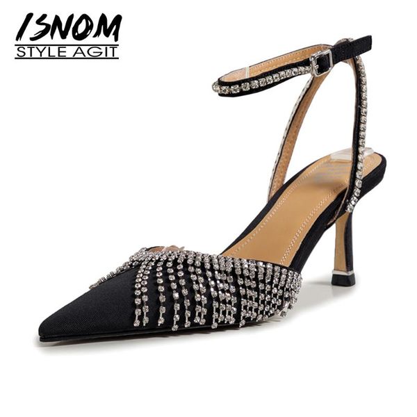 sandals isnom women fringe pointed toe bling crystal high heels shoes elegant ankle strap tassel female summer, Black
sandals isnom women fringe pointed toe bling crystal high heels shoes elegant ankle strap tassel female summer, Black