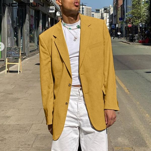 men's suits & blazers incerun american style men loose button long-sleeved suit gentleman coats fashionable wear solid comfortable outw, White;black
men's suits & blazers incerun american style men loose button long-sleeved suit gentleman coats fashionable wear solid comfortable outw, White;black