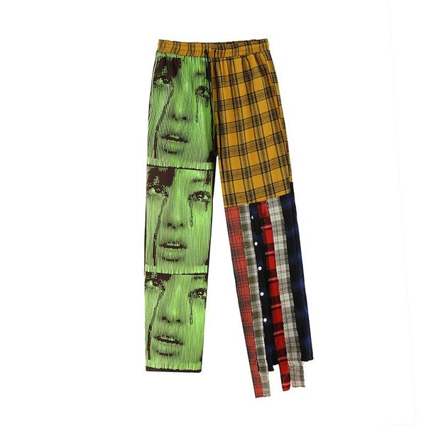 men's pants streetwear men joggers straight hip hop high street style trousers plus size portrait printing plaid stitching, Black
men's pants streetwear men joggers straight hip hop high street style trousers plus size portrait printing plaid stitching, Black