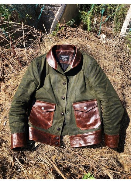 men's leather & faux .vintage style classic casual jacket.men 18oz heavy oil wax canvas coat.quality slim spliced cloth, Black
men's leather & faux .vintage style classic casual jacket.men 18oz heavy oil wax canvas coat.quality slim spliced cloth, Black