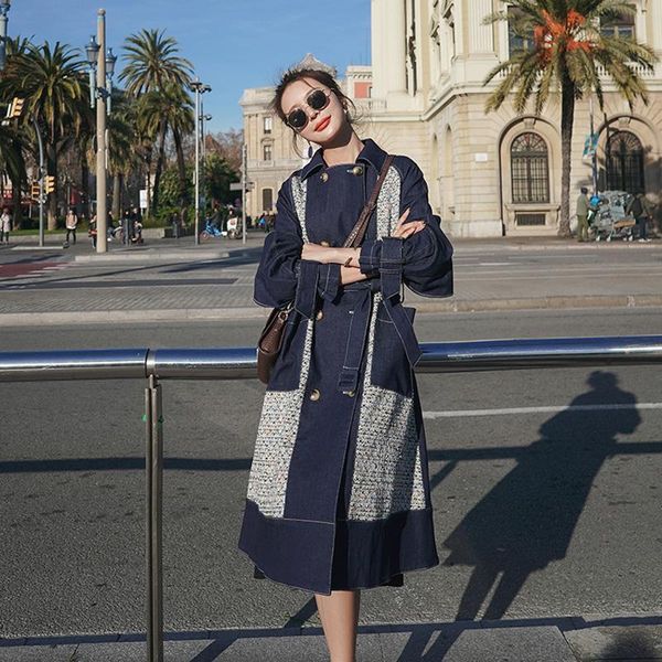 women's trench coats denim stitching windbreaker 2021 spring autumn korean loose long-sleeved lapel double-breasted coat 22z, Tan;black
women's trench coats denim stitching windbreaker 2021 spring autumn korean loose long-sleeved lapel double-breasted coat 22z, Tan;black