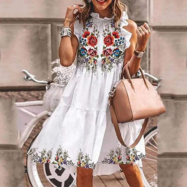 white dress plus size elegant women sleepwear cute summer sleeveless print all match flowers vestidos de verano, Black;red
white dress plus size elegant women sleepwear cute summer sleeveless print all match flowers vestidos de verano, Black;red