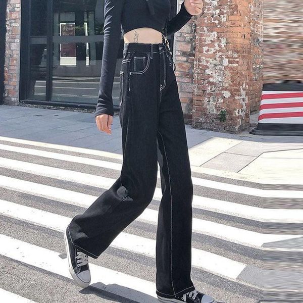 women's jeans female straight women high waisted denim pants wide leg vintage streetwear full length trousers summer-autumn, Blue
women's jeans female straight women high waisted denim pants wide leg vintage streetwear full length trousers summer-autumn, Blue