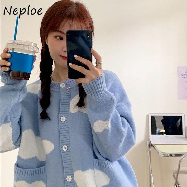 women's knits & tees neploe korean fashion sweet blue knitted cardigan women autumn loose round neck sweater jacket single breasted wom, White
women's knits & tees neploe korean fashion sweet blue knitted cardigan women autumn loose round neck sweater jacket single breasted wom, White