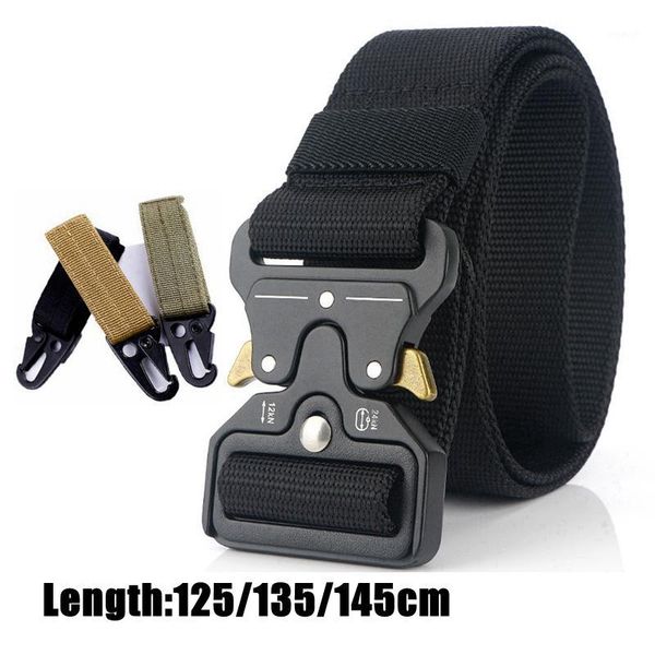 waist support tactical army belt men metal buckle 145cm plus size adjustable length outdoor training nylon accessories1, Black;gray
waist support tactical army belt men metal buckle 145cm plus size adjustable length outdoor training nylon accessories1, Black;gray