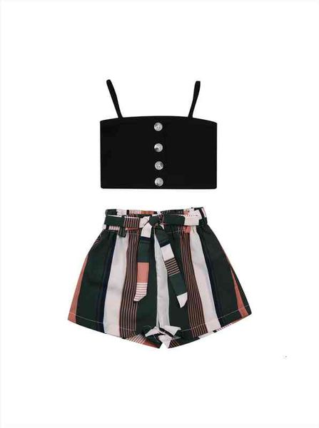 2 pieces kids suit set solid color sleeveless spaghetti strap striped shorts for girls black 1-6 years, White
2 pieces kids suit set solid color sleeveless spaghetti strap striped shorts for girls black 1-6 years, White