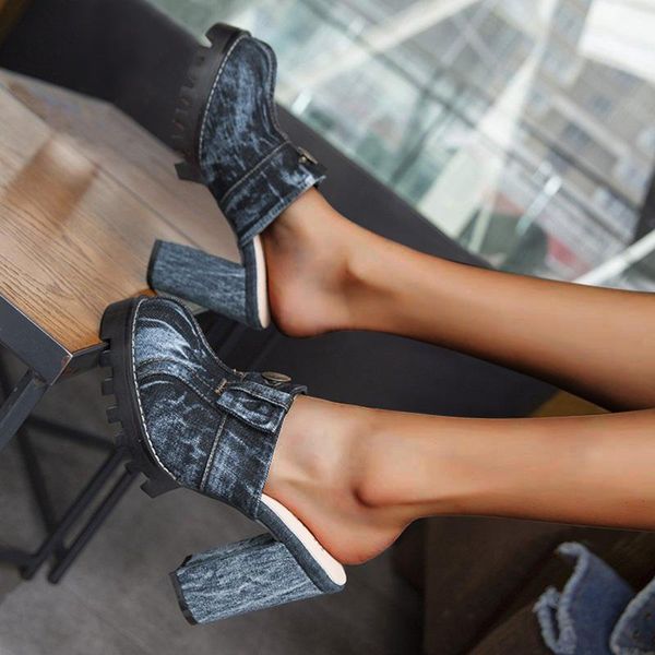 sandals women denim wash water summer baotou high heels slippers square lazy chunky ladies shoes zapatillas mujer, Black
sandals women denim wash water summer baotou high heels slippers square lazy chunky ladies shoes zapatillas mujer, Black