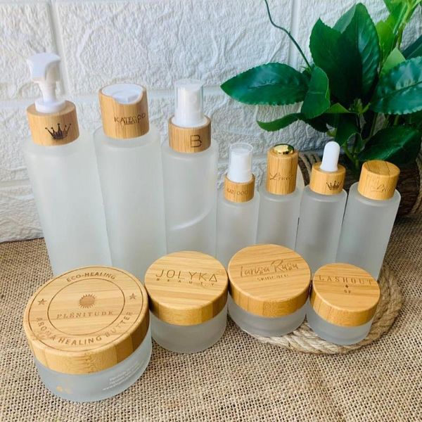 storage bottles & jars spray glass 120ml transparent frosted bottle lotion pump with bamboo lid skin care container
storage bottles & jars spray glass 120ml transparent frosted bottle lotion pump with bamboo lid skin care container