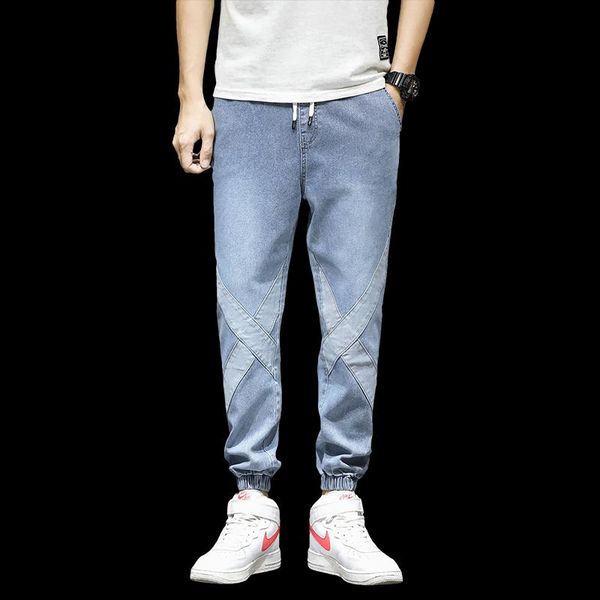 men's jeans fashion four seasons elastic drawstring leggings loose straight casual pants youth locomotive overalls, Blue
men's jeans fashion four seasons elastic drawstring leggings loose straight casual pants youth locomotive overalls, Blue