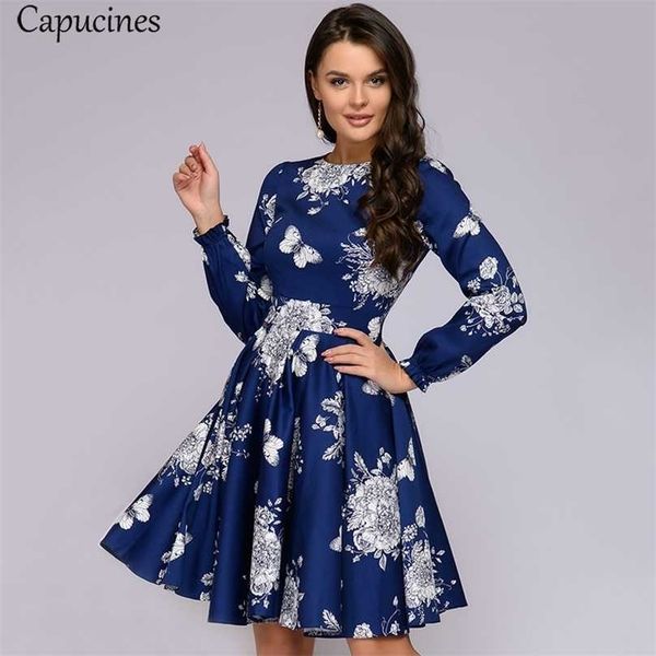 capucines vintage printed flared sleeves dress woman autumn casual o neck long sleeve slim a line mini dresses robe femme 211023, Black;gray 
capucines vintage printed flared sleeves dress woman autumn casual o neck long sleeve slim a line mini dresses robe femme 211023, Black;gray
