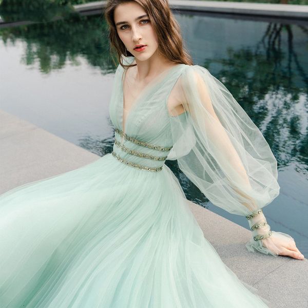 abendkleider 2021 new mint green sleeve v neck prom formal es beading belt long evening gown vestidos de festa iegl, Black;red
abendkleider 2021 new mint green sleeve v neck prom formal es beading belt long evening gown vestidos de festa iegl, Black;red