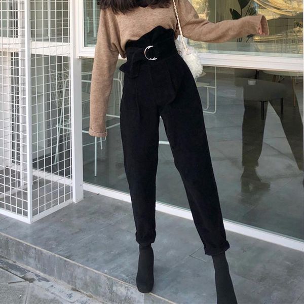 women's pants & capris autumn winter women corduroy korean fashions high waist harem with sashes casual solid color trousers cargo, Black;white
women's pants & capris autumn winter women corduroy korean fashions high waist harem with sashes casual solid color trousers cargo, Black;white