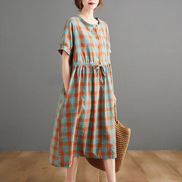 arrival japan style sweet girls womens dress short sleeve korea design plaid summer cotton linen women casual, Black;gray
arrival japan style sweet girls womens dress short sleeve korea design plaid summer cotton linen women casual, Black;gray