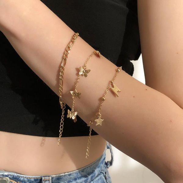 link, chain 3pcs/set trendy fashion style gold bracelets butterfly charm bracelet for girlfriend jewelry accessories, Black
link, chain 3pcs/set trendy fashion style gold bracelets butterfly charm bracelet for girlfriend jewelry accessories, Black