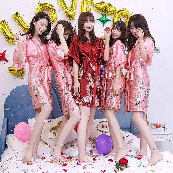 bride robe women undergarments satin silk robes long-sleeved elastic wedding of dressing gown sleepwear, White
bride robe women undergarments satin silk robes long-sleeved elastic wedding of dressing gown sleepwear, White