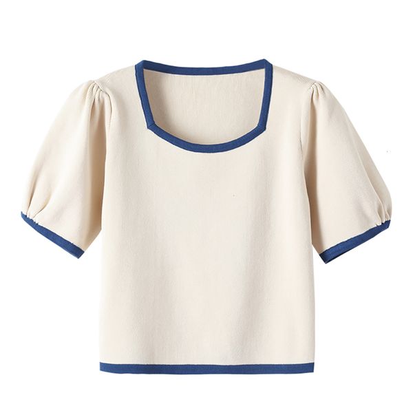women's sweaters summer patchwork short sleeve knitted pullovers women vintage fashion square collar cropped slim sweater wom, White;black
women's sweaters summer patchwork short sleeve knitted pullovers women vintage fashion square collar cropped slim sweater wom, White;black