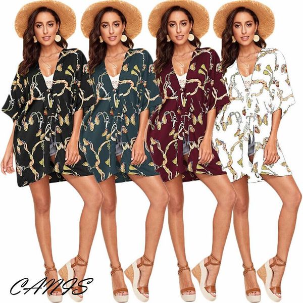 women's swimwear 2021 print chiffon beach cover up tunics for long kaftan bikini robe de plage sarong swimsuit, White;black
women's swimwear 2021 print chiffon beach cover up tunics for long kaftan bikini robe de plage sarong swimsuit, White;black