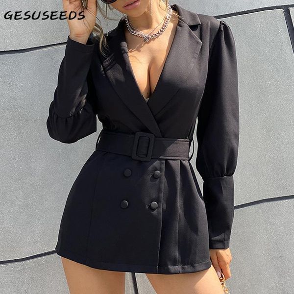 women's suits & blazers vintage blazer women spring long sleeve jacket black double breasted notched coat womens fashion belted lady, White;black
women's suits & blazers vintage blazer women spring long sleeve jacket black double breasted notched coat womens fashion belted lady, White;black