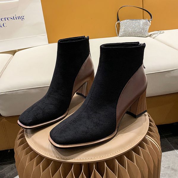changhong martin winter korean version square pile back zipper short boot's thick middle heel, Black
changhong martin winter korean version square pile back zipper short boot's thick middle heel, Black