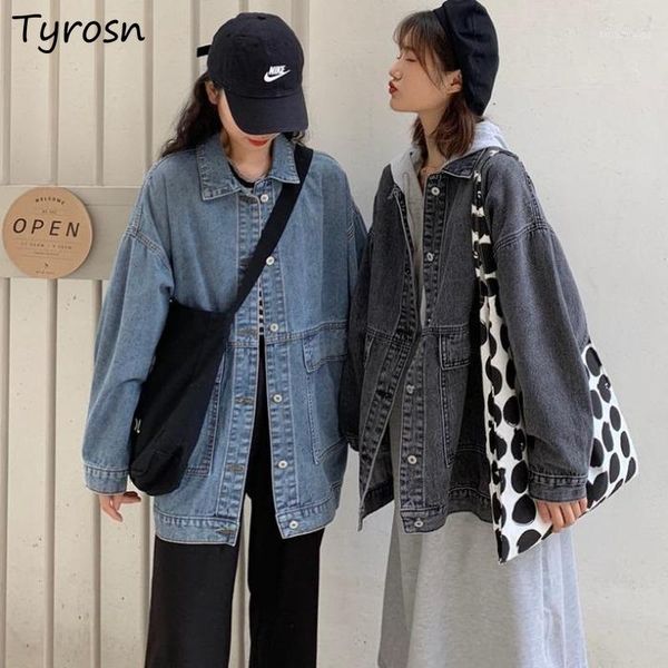 women's jackets denim women solid simple vintage students harajuku streetwear all-match fashion oversize bf leisure coats high street, Black;brown
women's jackets denim women solid simple vintage students harajuku streetwear all-match fashion oversize bf leisure coats high street, Black;brown