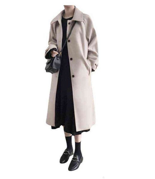 hepburn wind long loose woolen coat women's 2021 autumn and winter korean solid color over knee trend, Black
hepburn wind long loose woolen coat women's 2021 autumn and winter korean solid color over knee trend, Black