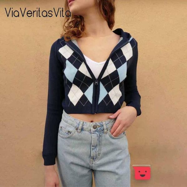 vintage stylish womens knitted argyle plaid cardigan with zipper black gray skinny cropped hooded sweaters for women streetwear, White
vintage stylish womens knitted argyle plaid cardigan with zipper black gray skinny cropped hooded sweaters for women streetwear, White