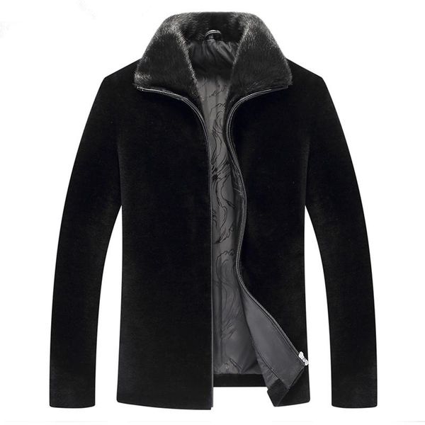 men's leather & faux winter jacket men 100% wool fur coat real mink collar sheep shearing coats 8835 my733, Black
men's leather & faux winter jacket men 100% wool fur coat real mink collar sheep shearing coats 8835 my733, Black