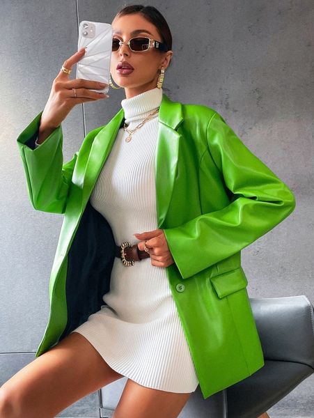 pu lapel neck flap detail blazer k68p#, White;black
pu lapel neck flap detail blazer k68p#, White;black