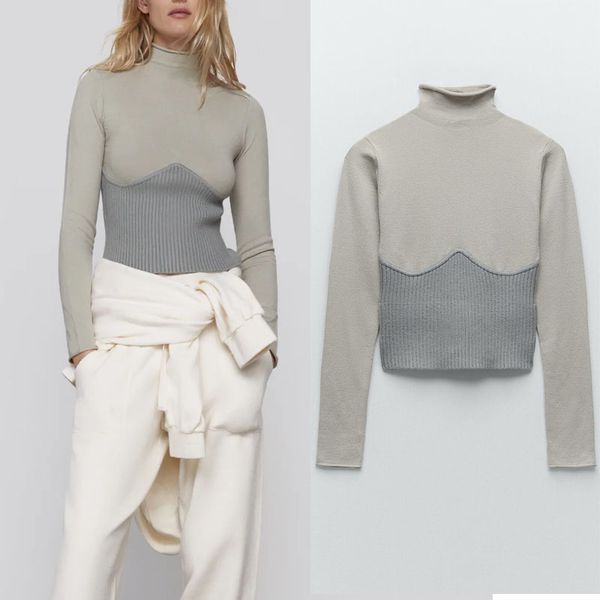 za women winter patchwork turtleneck knit sweater 2021 long sleeve pronounced seam slim pullover female chic knitted top, Black
za women winter patchwork turtleneck knit sweater 2021 long sleeve pronounced seam slim pullover female chic knitted top, Black