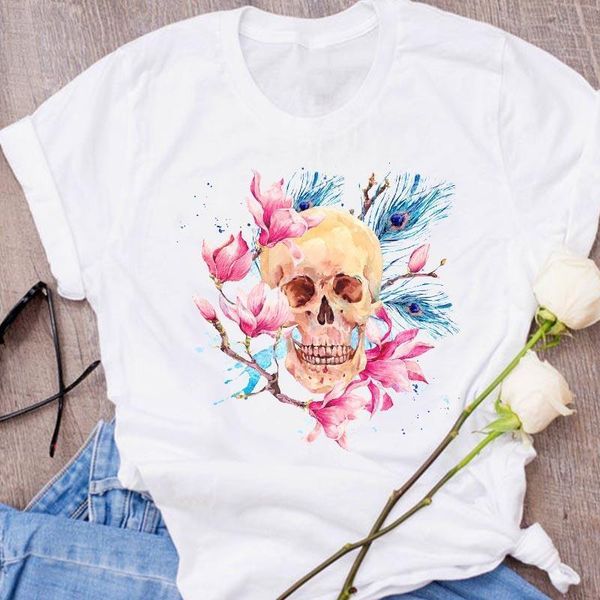 women graphic skull flower watercolor cute fashion ladies print clothing clothes lady tees female t shirt womens t-shirt, White
women graphic skull flower watercolor cute fashion ladies print clothing clothes lady tees female t shirt womens t-shirt, White