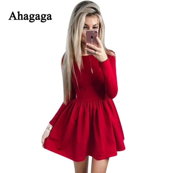 casual dresses ahagaga 2021 spring dress women fashion solid red black o-neck elegant club cute a-line vestidos, Black;gray
casual dresses ahagaga 2021 spring dress women fashion solid red black o-neck elegant club cute a-line vestidos, Black;gray
