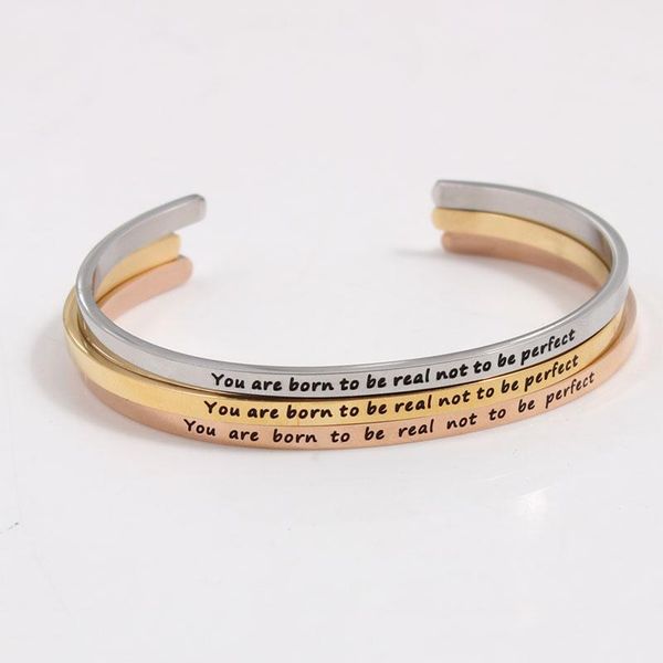 bangle you are born to be real not perfect customize stainless steel inspirational quote cuff mantra bracelet bangles for women, Black
bangle you are born to be real not perfect customize stainless steel inspirational quote cuff mantra bracelet bangles for women, Black