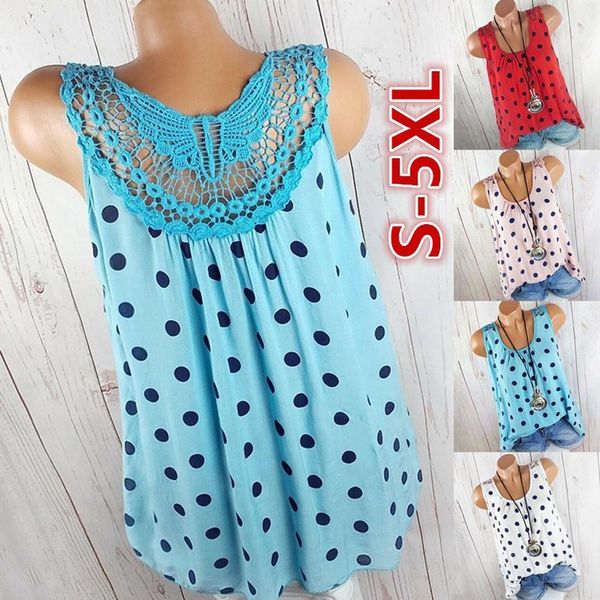 women t shirts large size sleeveless polka dot lace o-neck loose trend elegant noble summer t-shirt for women, White
women t shirts large size sleeveless polka dot lace o-neck loose trend elegant noble summer t-shirt for women, White
