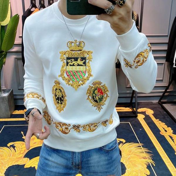 men's hoodies & sweatshirts spring pullover tee shirt homme black gold heavy industry embroidery baroque tshirt brand high quality
men's hoodies & sweatshirts spring pullover tee shirt homme black gold heavy industry embroidery baroque tshirt brand high quality