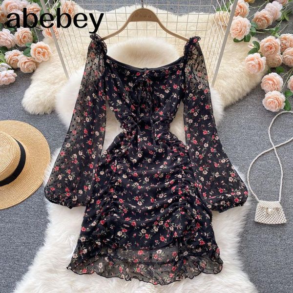 casual dresses women chiffon floral dress long sleeve square collar slim ruffles autumn elegant french boho print short, Black;gray
casual dresses women chiffon floral dress long sleeve square collar slim ruffles autumn elegant french boho print short, Black;gray