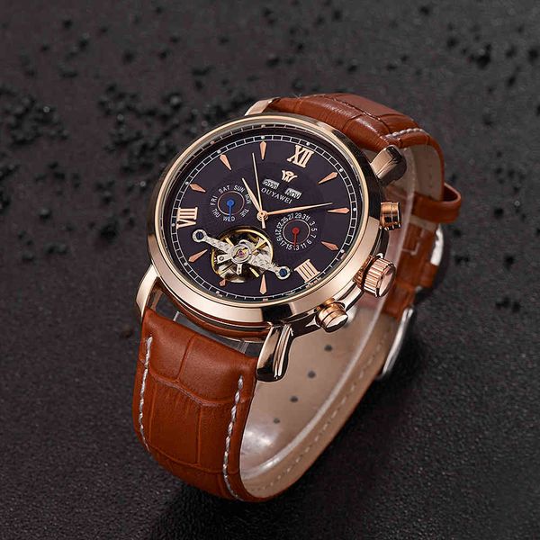 oyw luxury automatic mechanical men's clocks fashion multifunctional tours clock leather band relogio montre homme, Slivery;brown
oyw luxury automatic mechanical men's clocks fashion multifunctional tours clock leather band relogio montre homme, Slivery;brown