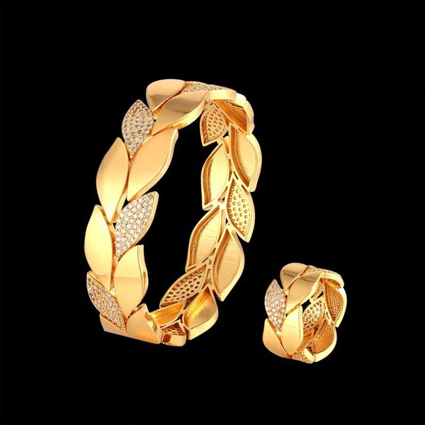 earrings & necklace fateama stainless steel bangles with ring set for women's luxury inlay pave leaf jewelry, Silver
earrings & necklace fateama stainless steel bangles with ring set for women's luxury inlay pave leaf jewelry, Silver
