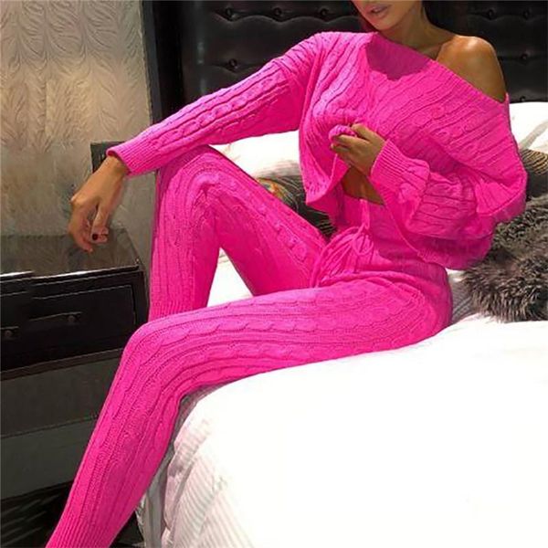 two piece dress spring autumn women 2 set sweater pants knitted suit o-neck knit outwear, White
two piece dress spring autumn women 2 set sweater pants knitted suit o-neck knit outwear, White