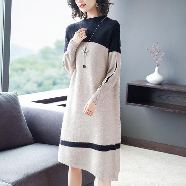 women's sweaters autumn winter knitted cotton thick warm pullovers 2021 elegant bodycon midi dress women korean vintage casual coat, White;black
women's sweaters autumn winter knitted cotton thick warm pullovers 2021 elegant bodycon midi dress women korean vintage casual coat, White;black