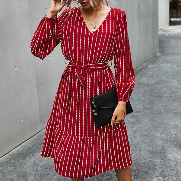 2021 new female autumn leisure striped long sleeve v neck lace up a-line women's ruffles elegant office ur50, Black;gray
2021 new female autumn leisure striped long sleeve v neck lace up a-line women's ruffles elegant office ur50, Black;gray