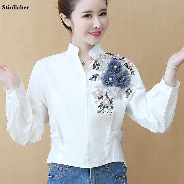 women's blouses & shirts long sleeve flowers embroidery chiffon shirt blouse womens casual cotton ladies blusas feminine, White
women's blouses & shirts long sleeve flowers embroidery chiffon shirt blouse womens casual cotton ladies blusas feminine, White