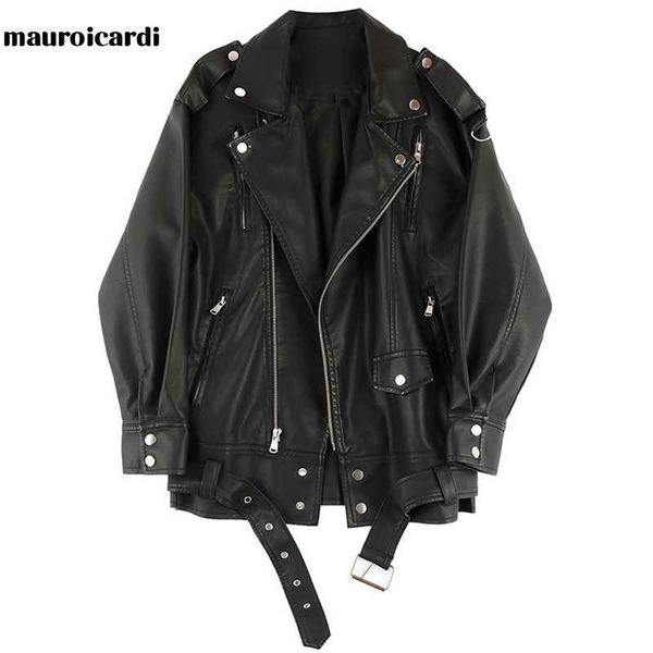mauroicardi spring autumn loose leather biker jacket for men style long sleeve zipper soft faux leather jackets for men brand 211009, Black
mauroicardi spring autumn loose leather biker jacket for men style long sleeve zipper soft faux leather jackets for men brand 211009, Black